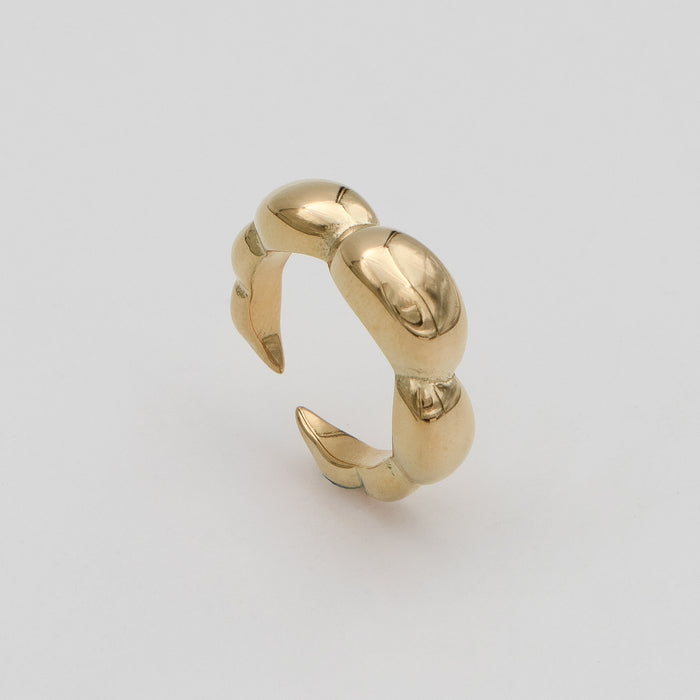 Lia Bubble Band Ring, crescent-shaped bubble design crafted in 18k gold plated stainless steel from prya