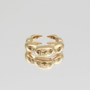 Lia Bubble Band Ring, crescent-shaped bubble design crafted in 18k gold plated stainless steel from prya