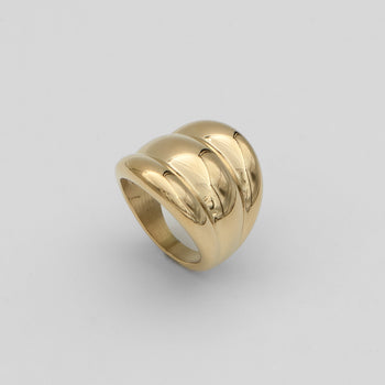 Maeve Chunky Triple Dome Band Ring, in 18k Gold plated stainless steel from prya  