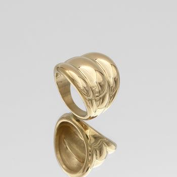 Maeve Chunky Triple Dome Band Ring, in 18k Gold plated stainless steel from prya  