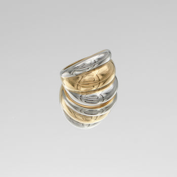 Maeve Chunky Triple Dome Band Ring, in Two Tone stainless steel from prya