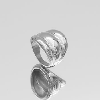 Maeve Chunky Triple Dome Band Ring, in Silver plated stainless steel from prya