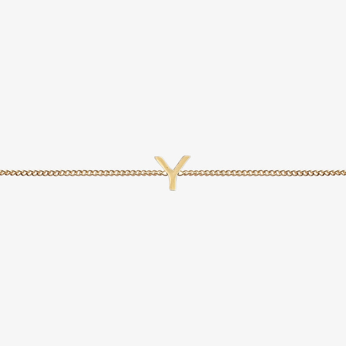  Maia Initial Bracelet with initial pendant on a delicate 18k gold plated chain, perfect accessory for any occasion.