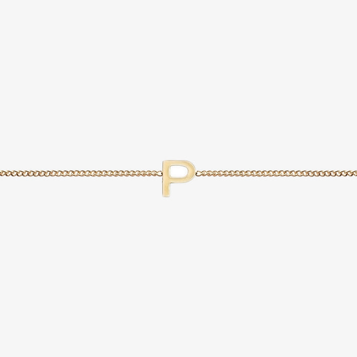  Maia Initial Bracelet with initial pendant on a delicate 18k gold plated chain, perfect accessory for any occasion.