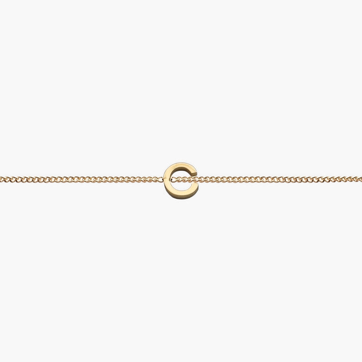  Maia Initial Bracelet with initial pendant on a delicate 18k gold plated chain, perfect accessory for any occasion.