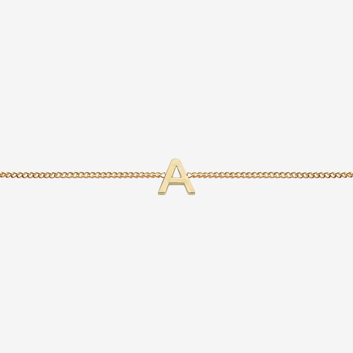 Maia Initial Bracelet with initial pendant on a delicate 18k gold plated chain, perfect accessory for any occasion.