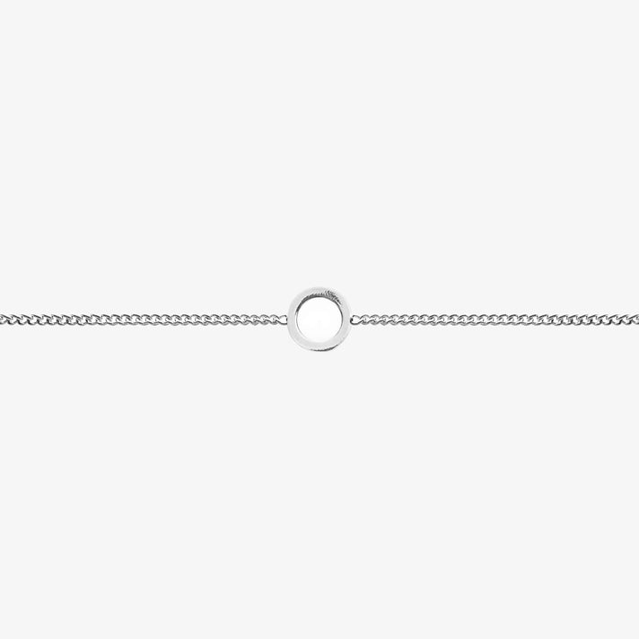 Maia Initial Bracelet with 'O' pendant on a delicate silver chain, perfect accessory for any occasion.