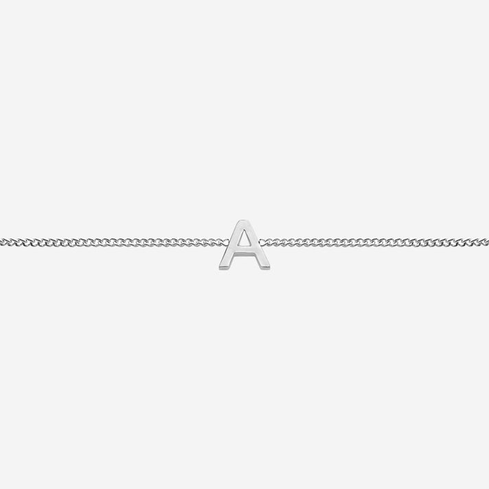 Maia Initial Bracelet featuring a delicate chain and an elegant 'A' initial pendant.