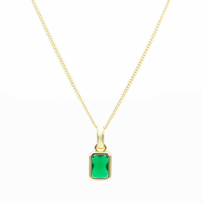 May emerald cut birthstone necklace in 18k gold from prya