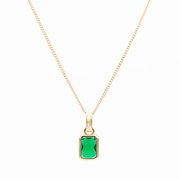 May emerald cut birthstone necklace in 18k gold plating from prya 