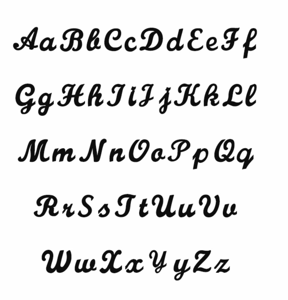 Miami font alphabet showcasing letters in cursive style for personalised jewellery designs.
