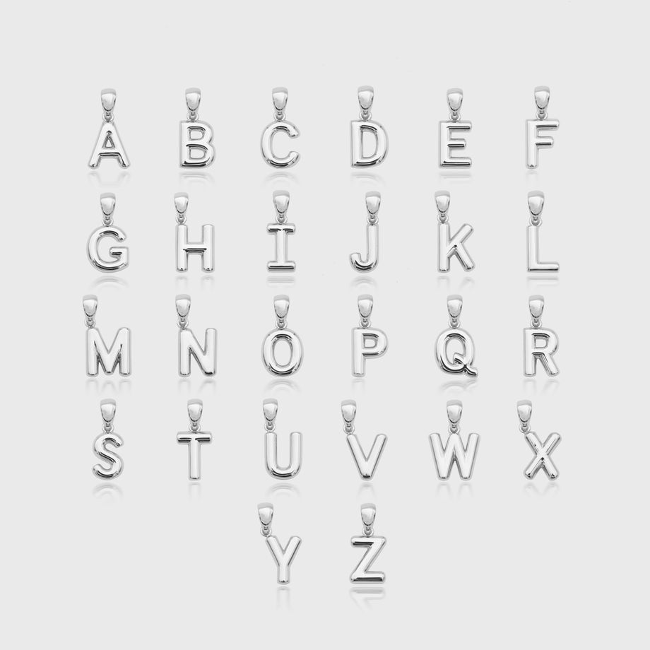 alphabet letter chart of mini bubble initial necklace available in 18k gold or silver plated stainless steel from prya