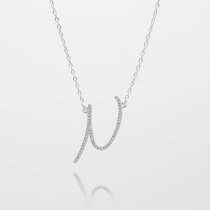 sydney initial necklace with letter 'n' in silver from prya