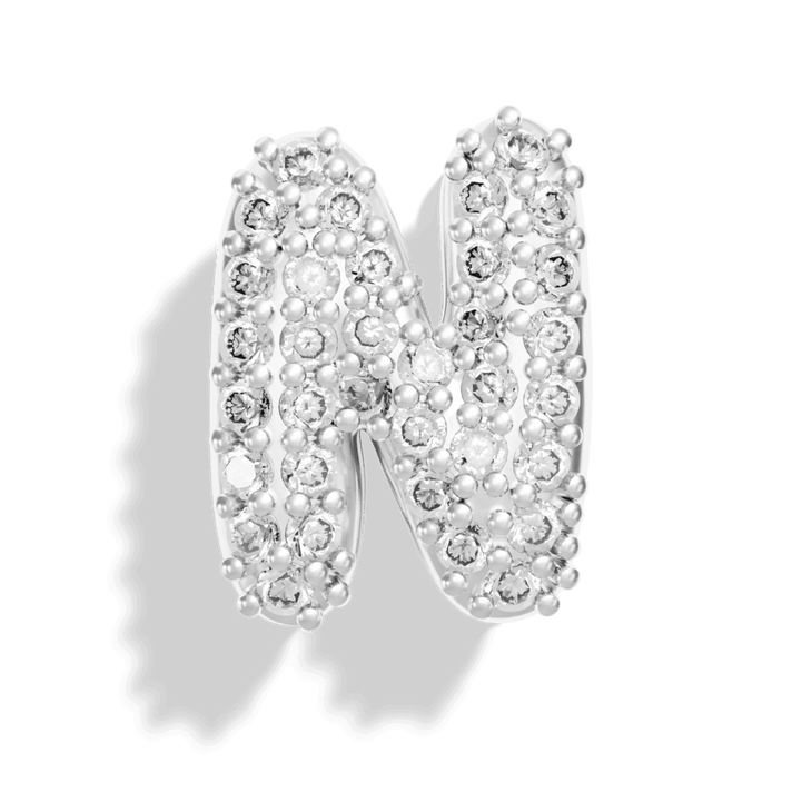 Silver Pave Bubble Letter Charms