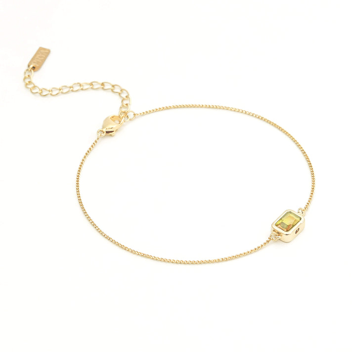 November Emerald cut birthstone bracelet  in 18k gold plating from prya