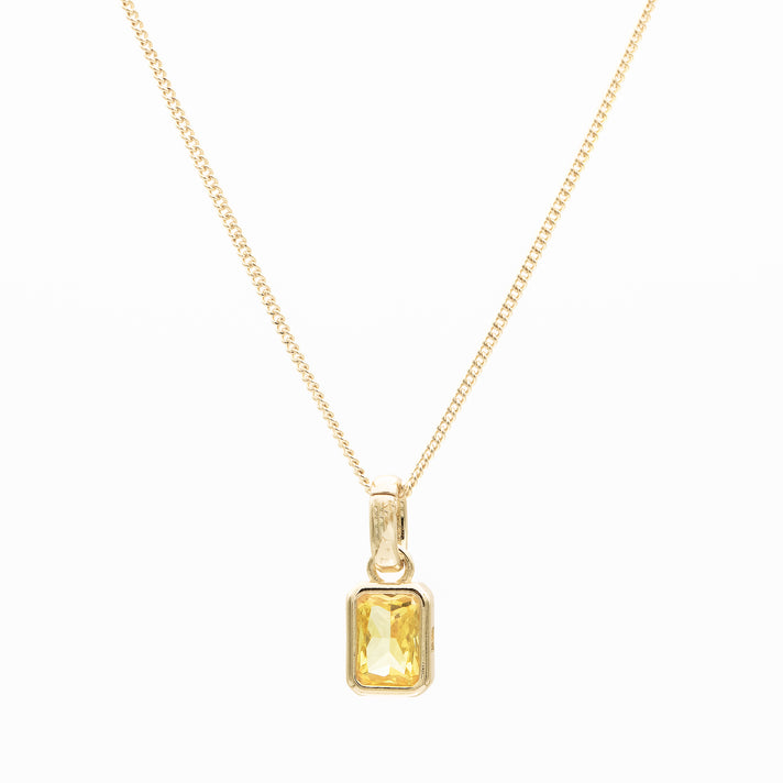 November emerald cut birthstone necklace in 18k gold plating from prya 