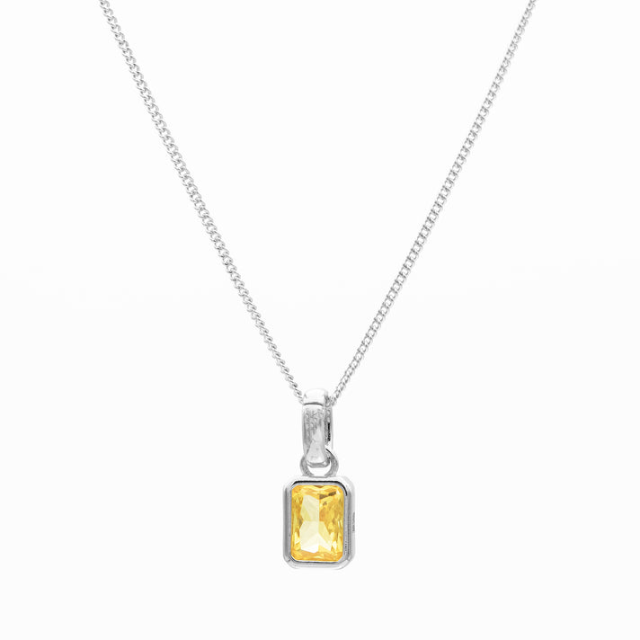 November emerald cut birthstone necklace in silver from prya 