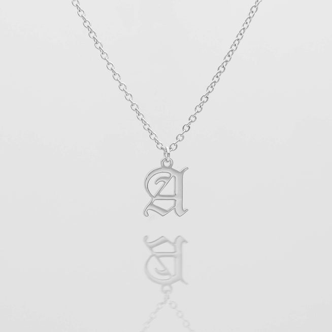 Old english initial necklace in silver from PRYA