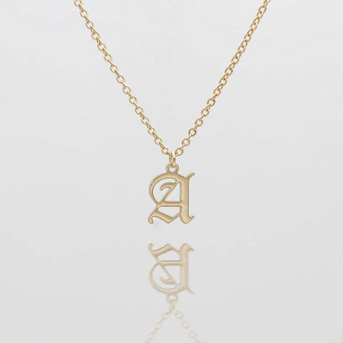 Old english initial necklace in Gold from PRYA
