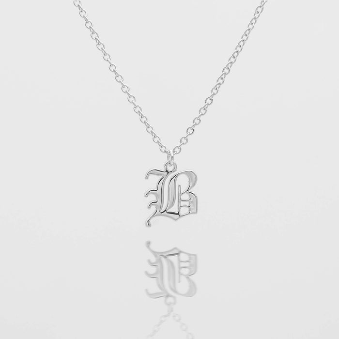 Old english initial necklace in silver from PRYA
