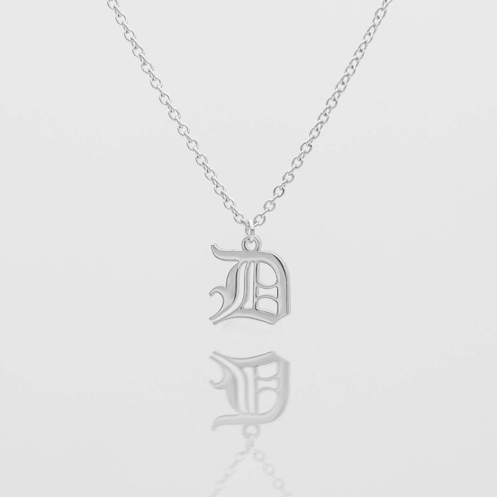 Old english initial necklace in silver from PRYA