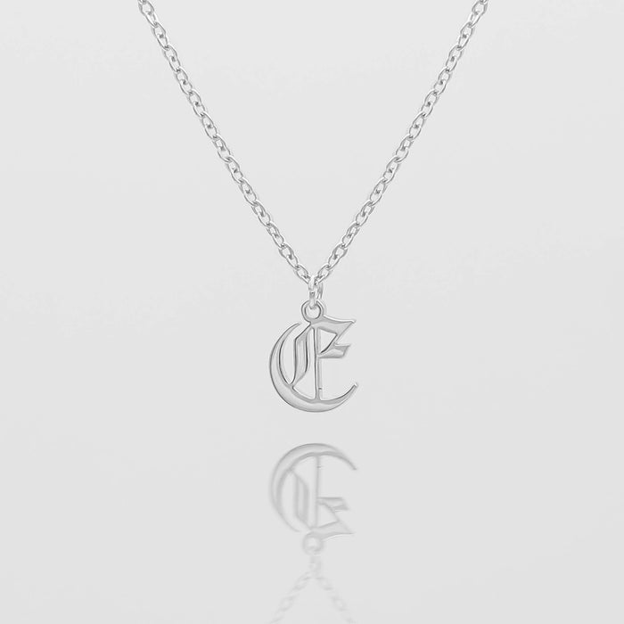 Old english initial necklace in silver from PRYA