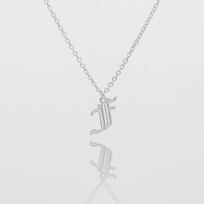 Old english initial necklace in silver from PRYA