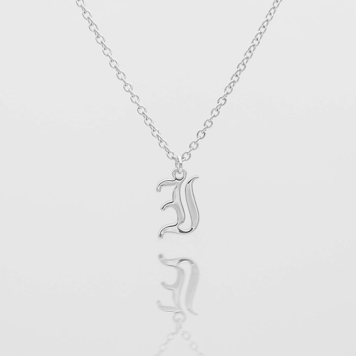 Old english initial necklace in silver from PRYA