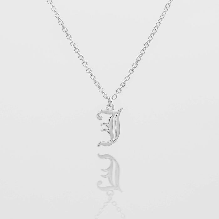 Old english initial necklace in silver from PRYA