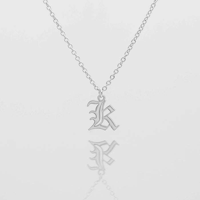 Old english initial necklace in silver from PRYA