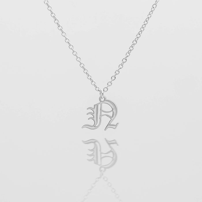 Old english initial necklace in silver from PRYA