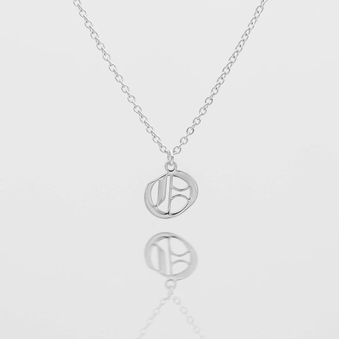 Old english initial necklace in silver from PRYA
