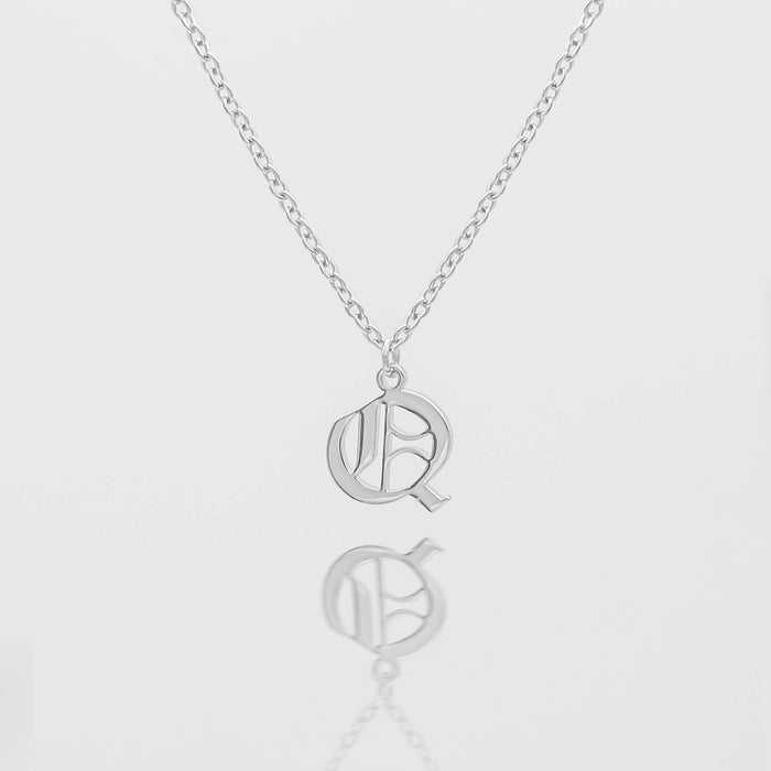 Old english initial necklace in silver from PRYA