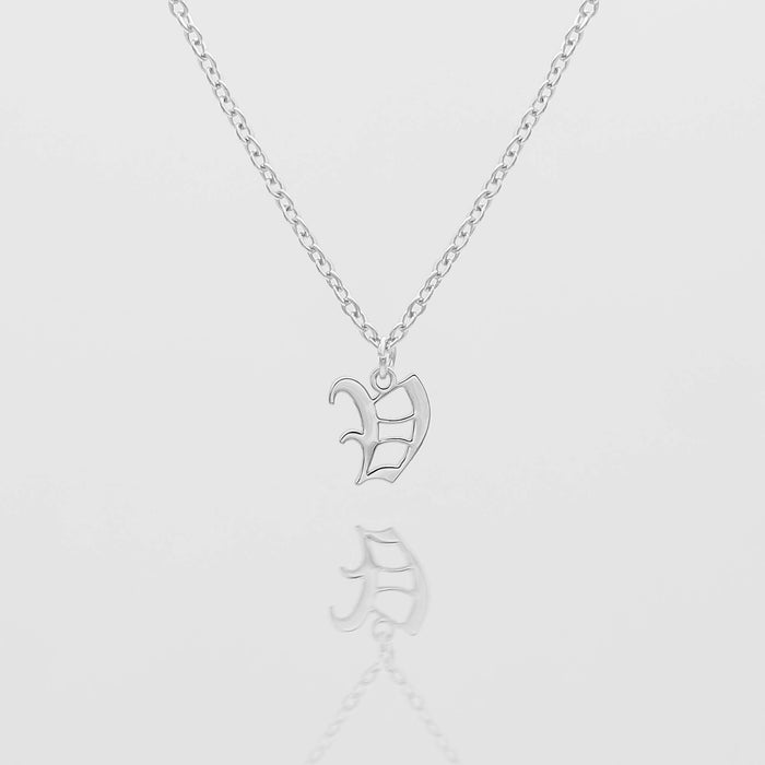 Old english initial necklace in silver from PRYA