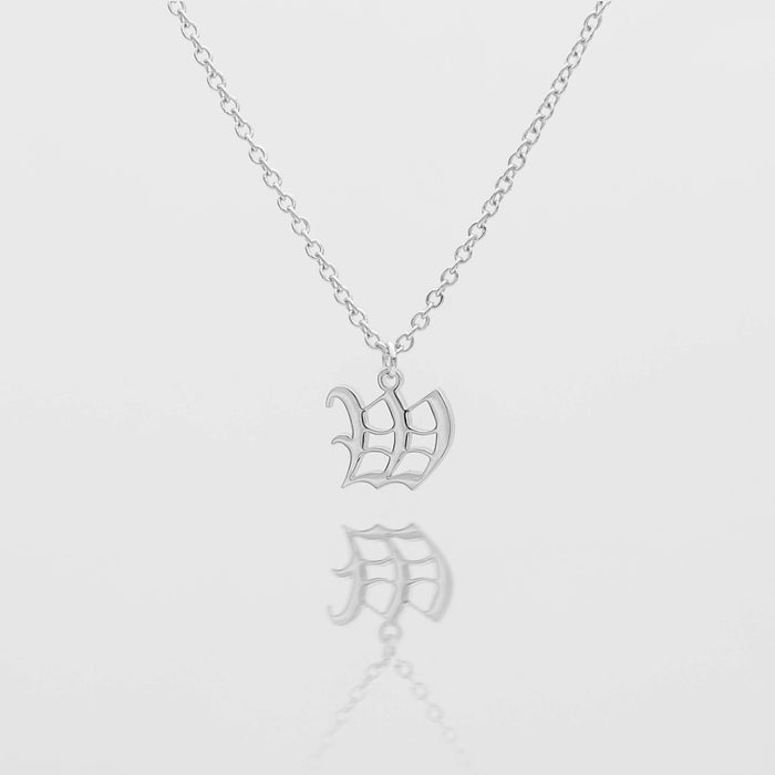 Old english initial necklace in silver from PRYA