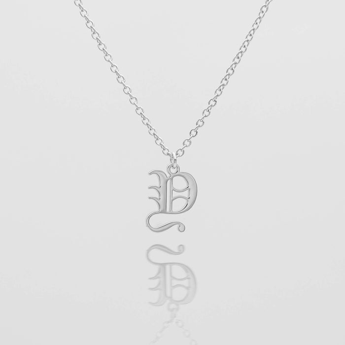 Old english initial necklace in silver from PRYA