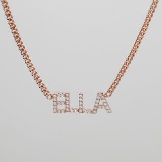 icy classic custom name necklace in rose gold plated from prya