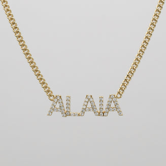 icy classic custom name necklace in 18k gold plated from prya