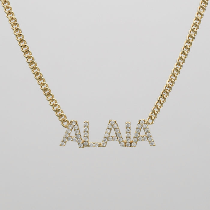 icy classic custom name necklace in 18k gold plated from prya