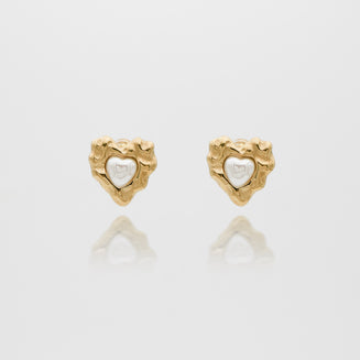 Amber Heart & Pearl Earrings