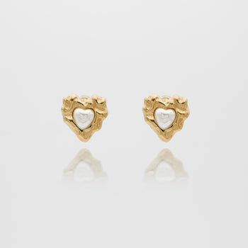 Amber Heart & Pearl Earrings