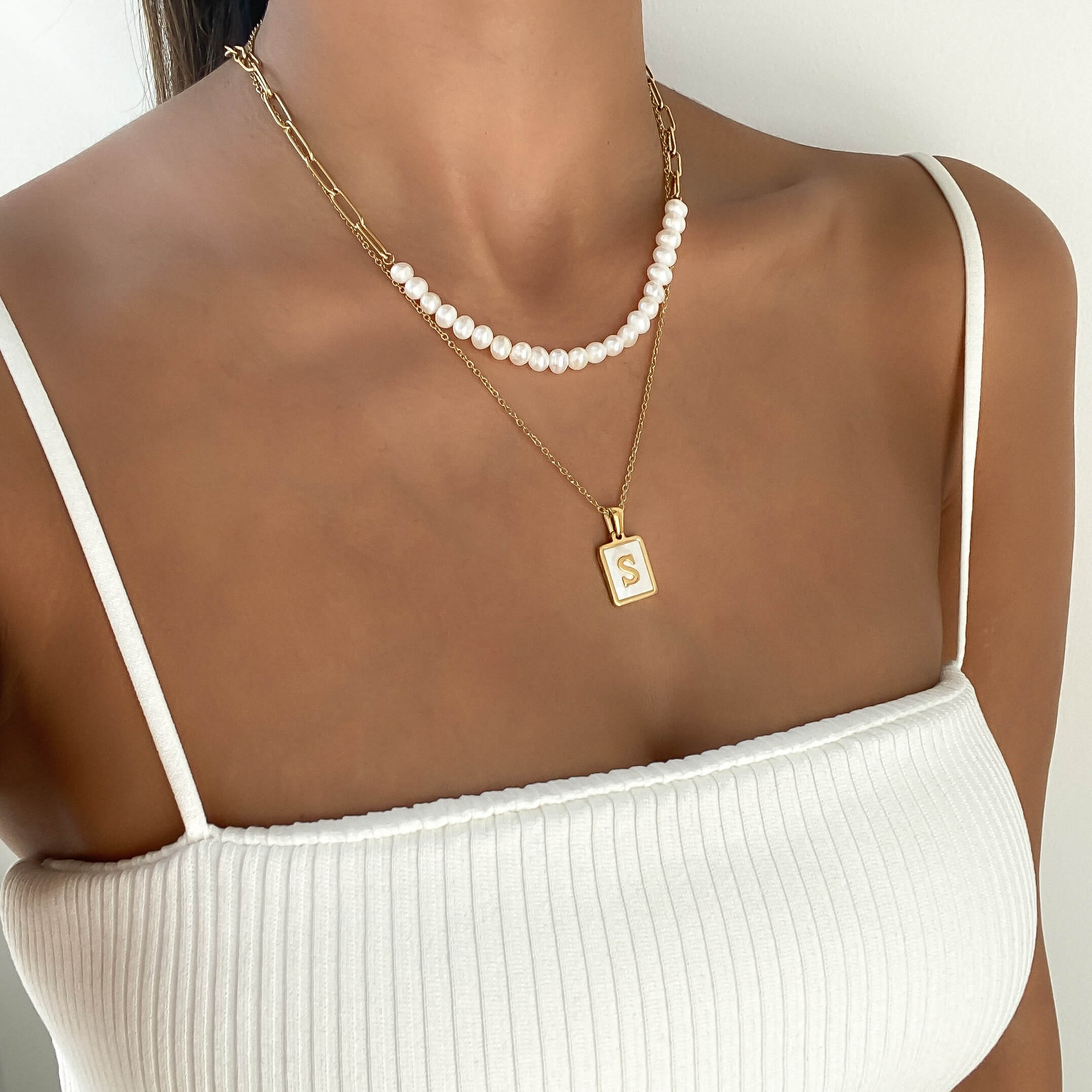 Camila Pearl Paperclip Necklace