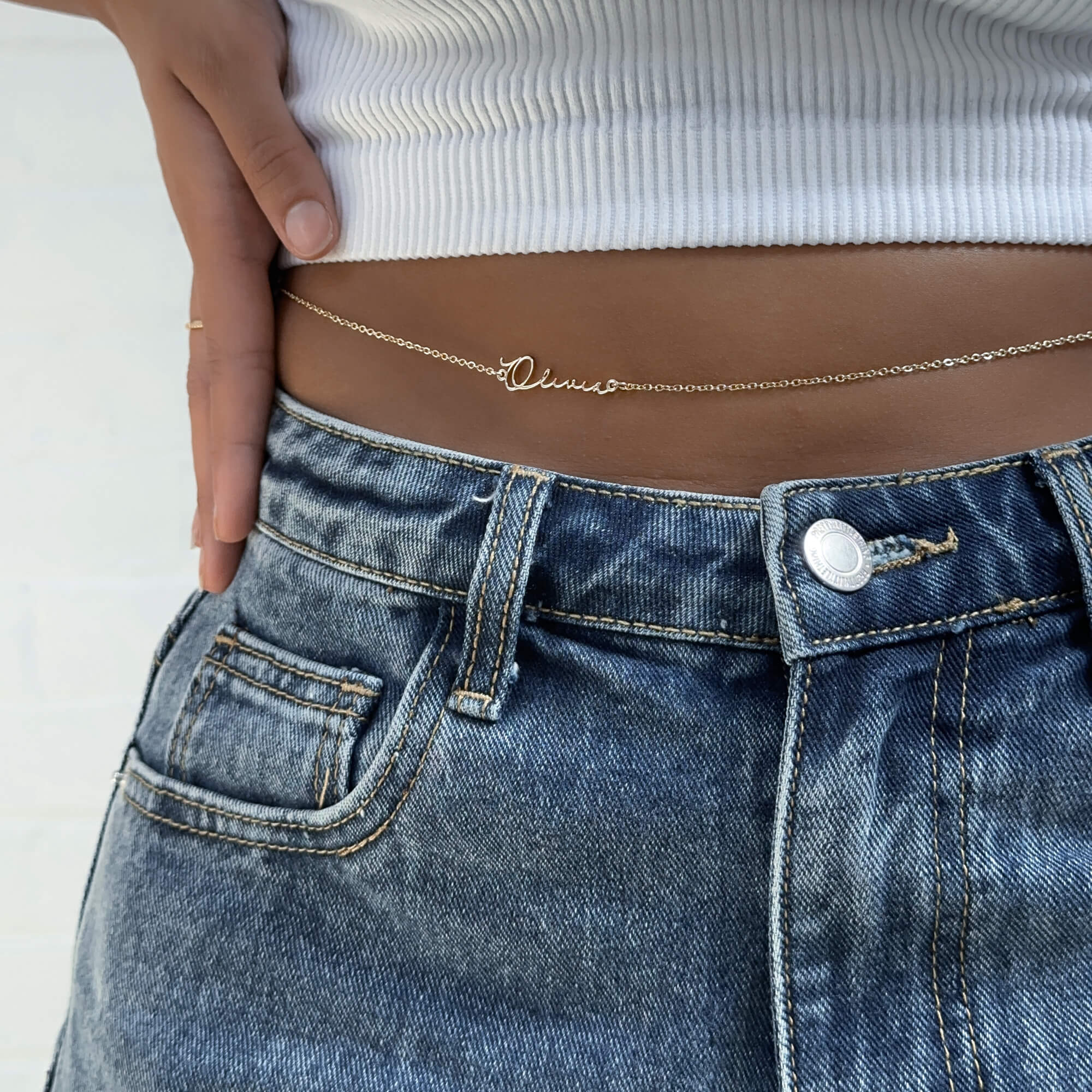 14K Gold Selina Custom Name Belly Chain Personalised Jewellery