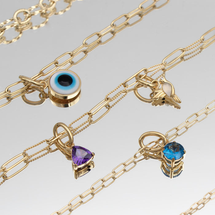 image of selection of different chain styles with charms from prya