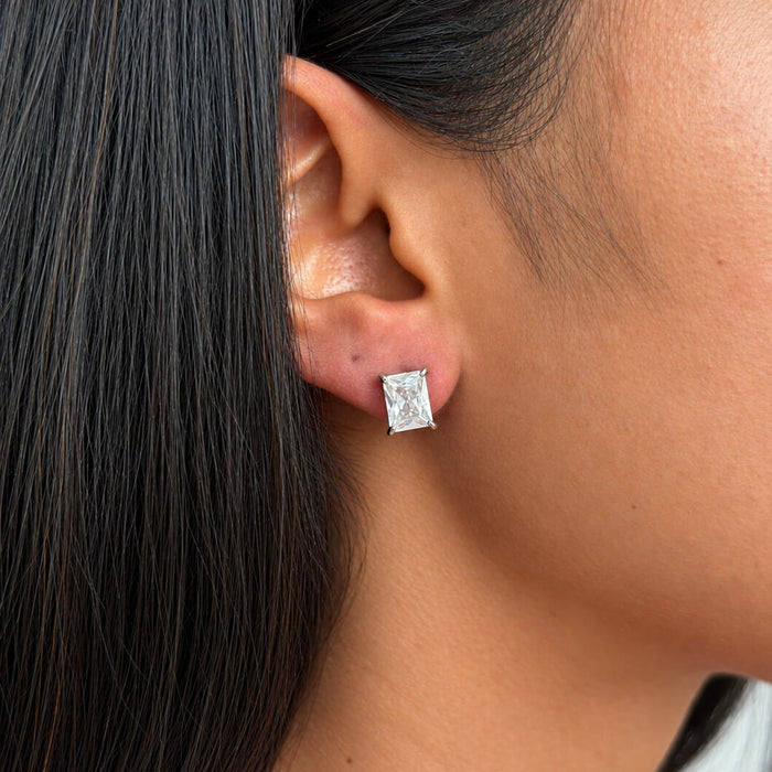 Emerald Cut Stud Earrings