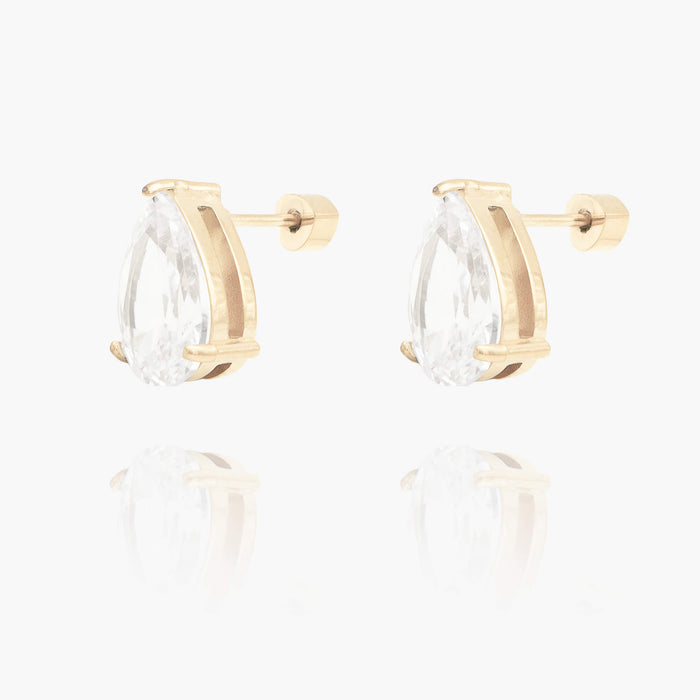 Boucles d’oreilles en forme de poire, à puce