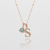 Rose Gold initial birthstone necklace 