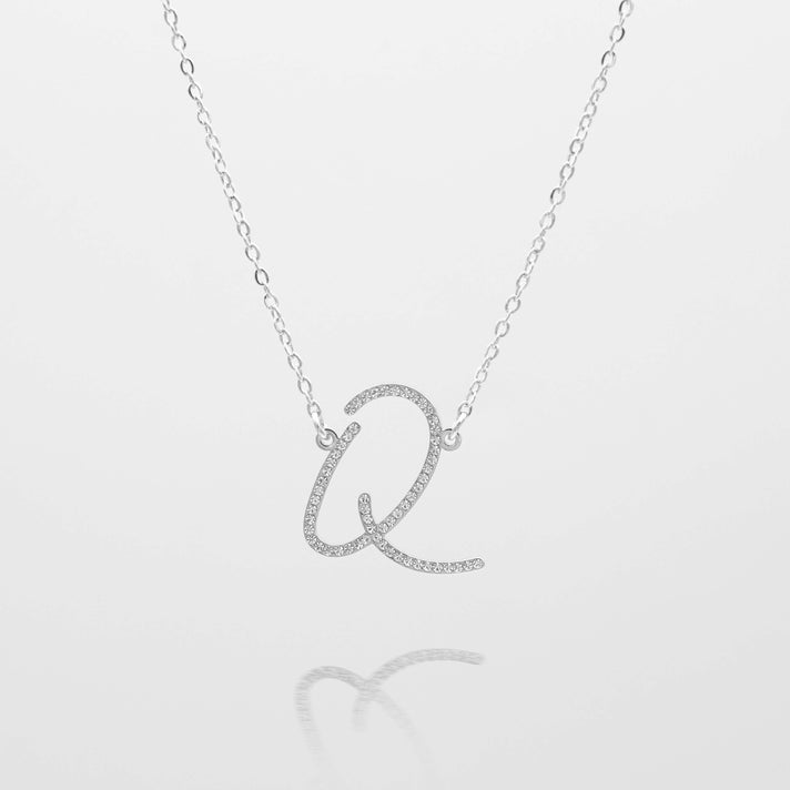 sydney initial necklace with letter 'q' in silver from prya