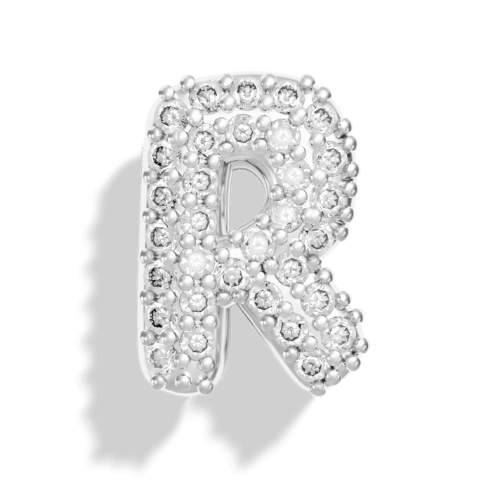 Silver Pave Bubble Letter Charms