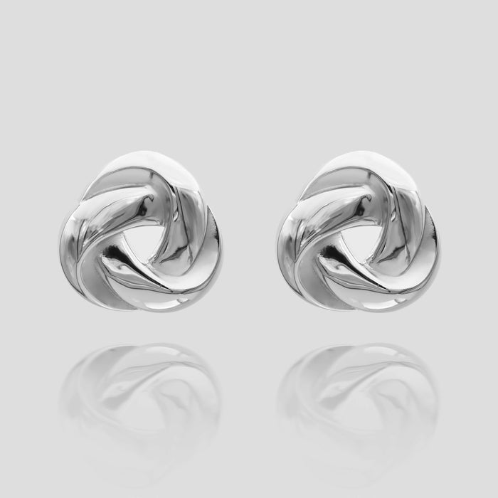 rania knot button earring in silver plated from prya